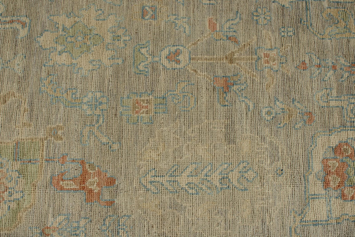 9x12 Light Gray and Light Brown Turkish Oushak Rug