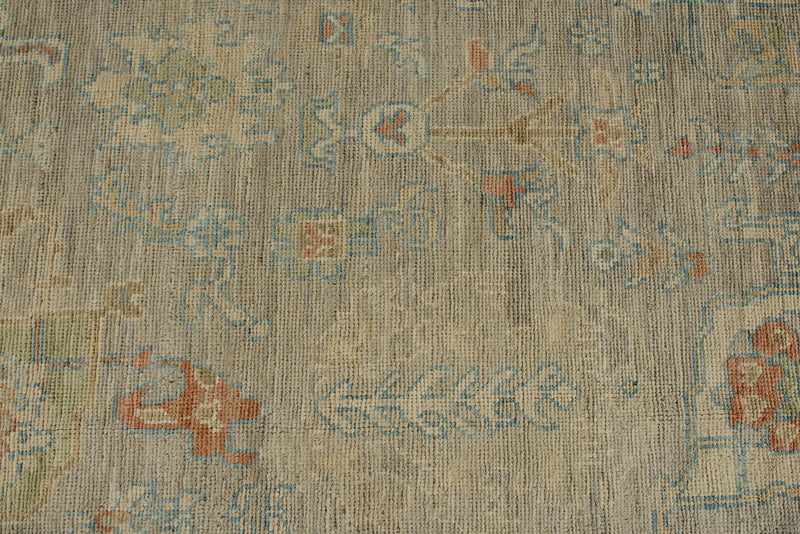 9x12 Light Gray and Light Brown Turkish Oushak Rug