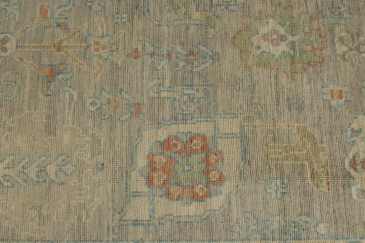 9x12 Light Gray and Light Brown Turkish Oushak Rug