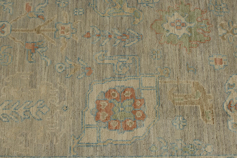 9x12 Light Gray and Light Brown Turkish Oushak Rug