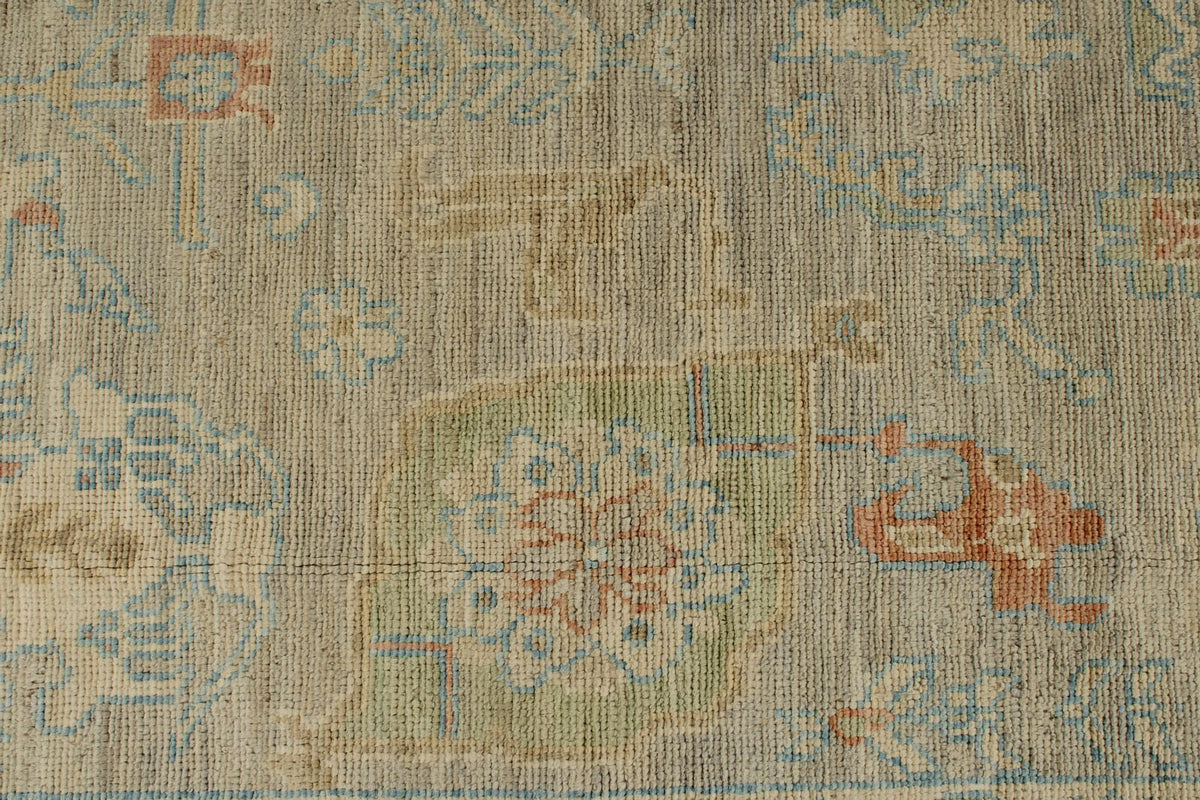 9x12 Light Gray and Light Brown Turkish Oushak Rug