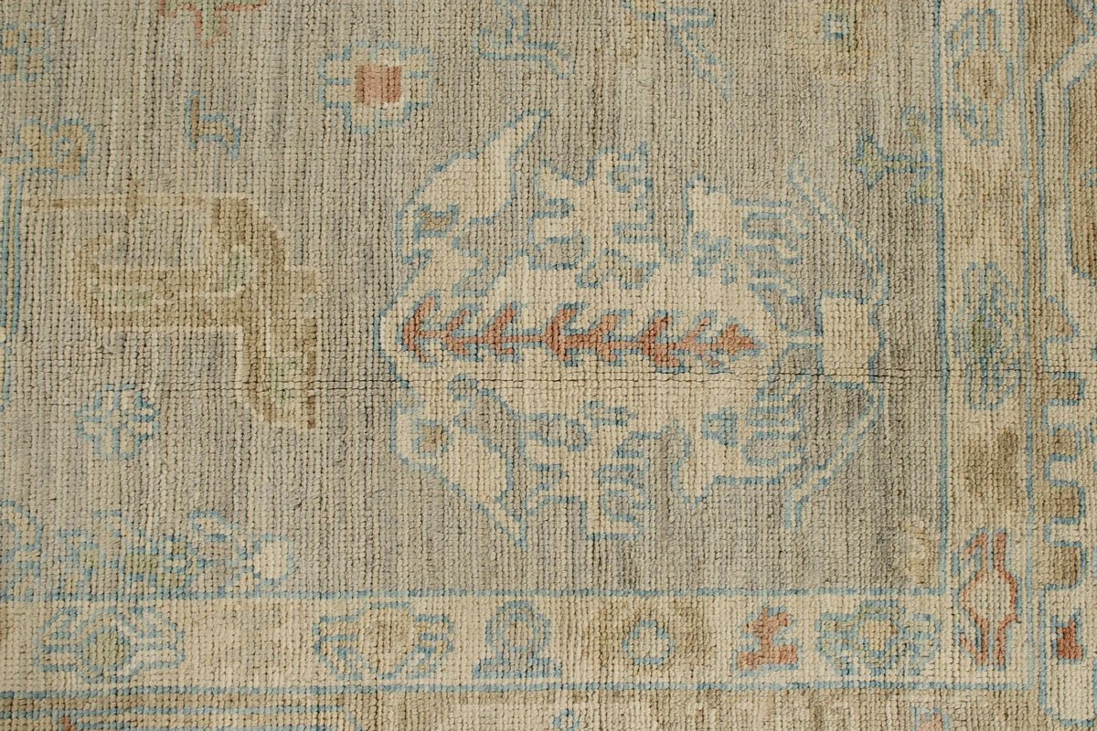 9x12 Light Gray and Light Brown Turkish Oushak Rug