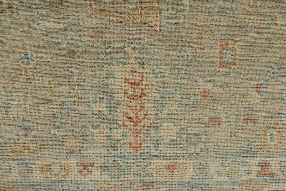 9x12 Light Gray and Light Brown Turkish Oushak Rug