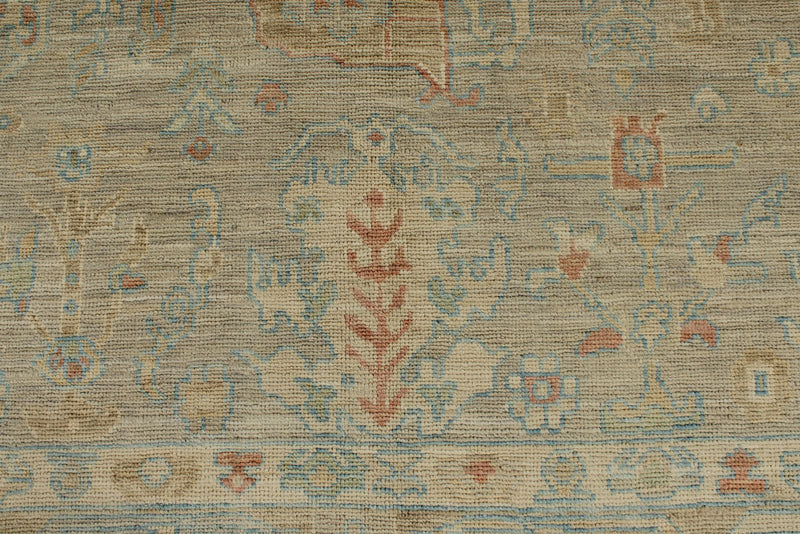 9x12 Light Gray and Light Brown Turkish Oushak Rug