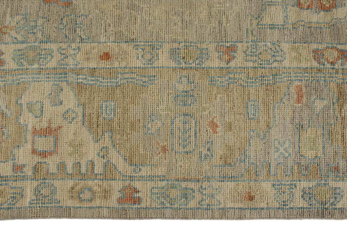 9x12 Light Gray and Light Brown Turkish Oushak Rug