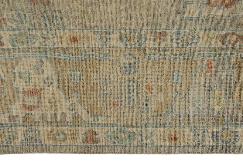9x12 Light Gray and Light Brown Turkish Oushak Rug