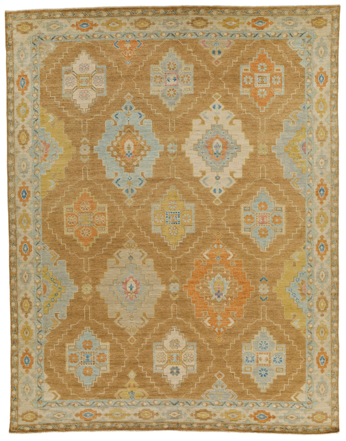 9x12 Camel and Ivory Turkish Oushak Rug