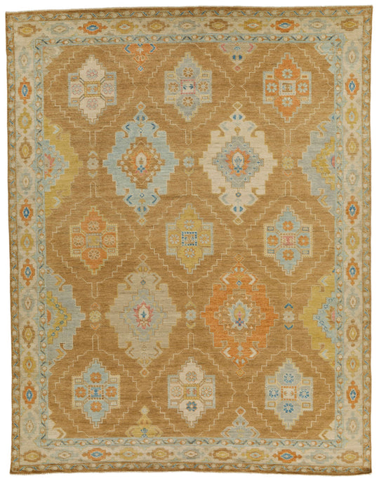 9x12 Camel and Ivory Turkish Oushak Rug