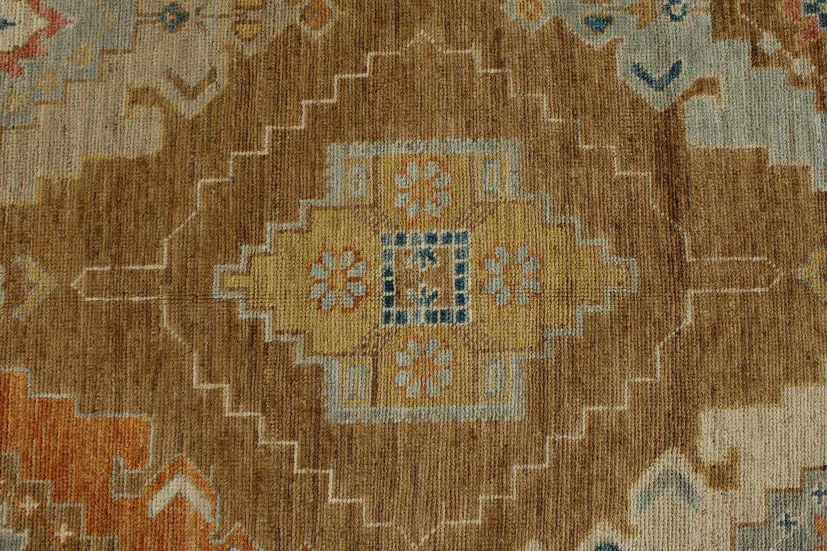 9x12 Camel and Ivory Turkish Oushak Rug