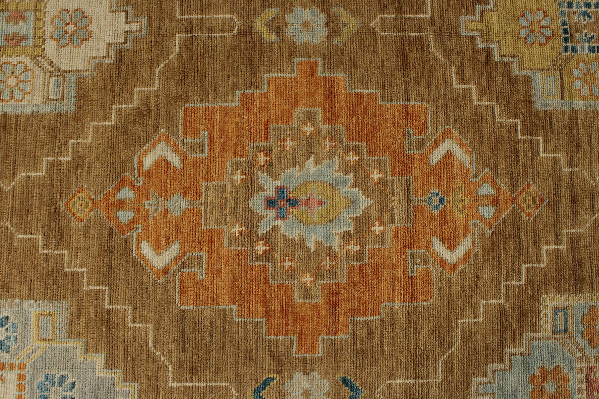 9x12 Camel and Ivory Turkish Oushak Rug