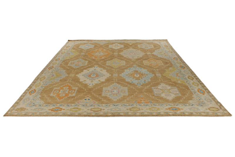 9x12 Camel and Ivory Turkish Oushak Rug