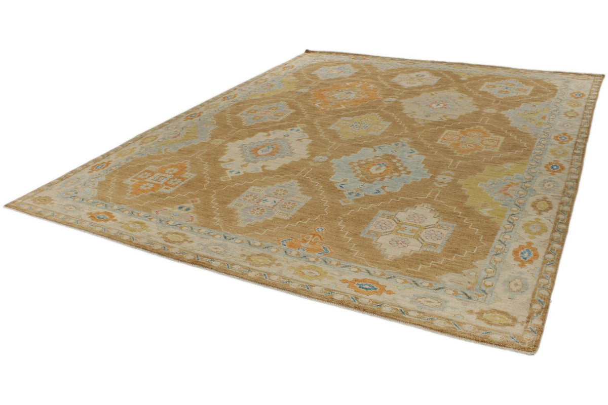 9x12 Camel and Ivory Turkish Oushak Rug