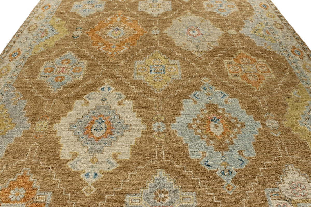 9x12 Camel and Ivory Turkish Oushak Rug