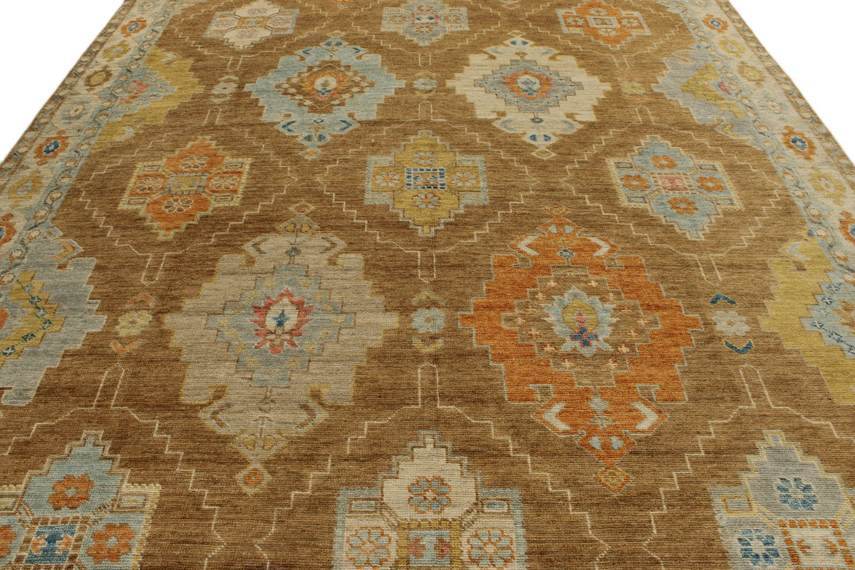 9x12 Camel and Ivory Turkish Oushak Rug