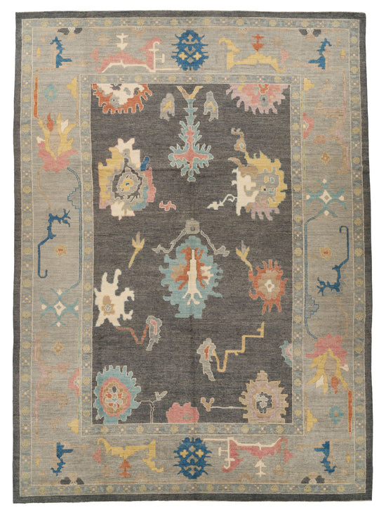 10x14 Gray and Beige Turkish Oushak Rug