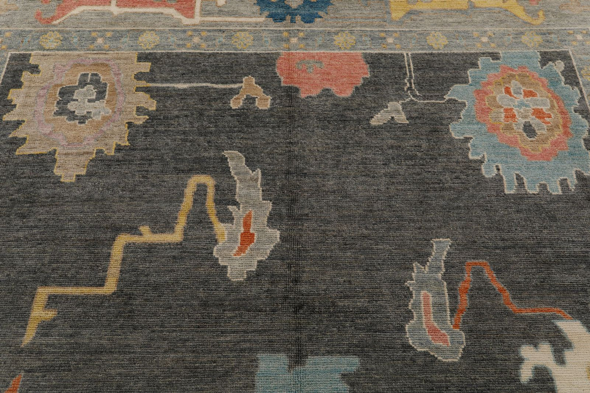 10x14 Gray and Beige Turkish Oushak Rug