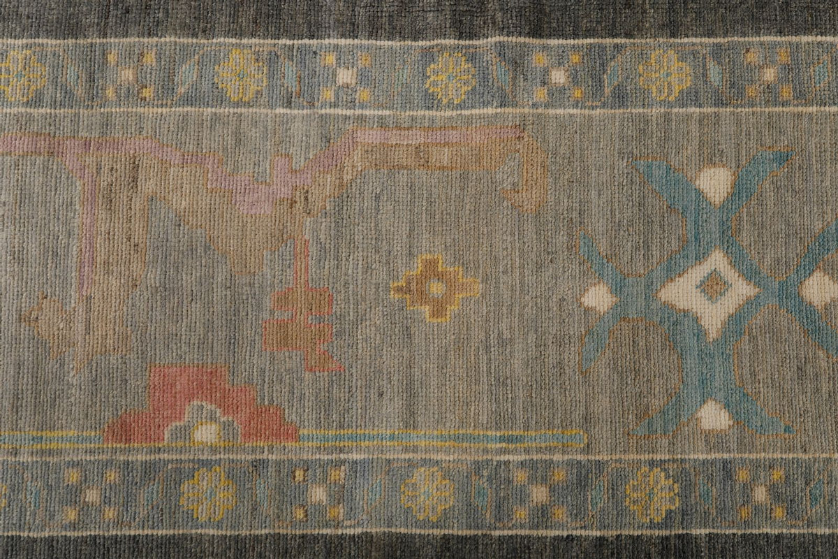 10x14 Gray and Beige Turkish Oushak Rug
