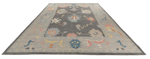 10x14 Gray and Beige Turkish Oushak Rug