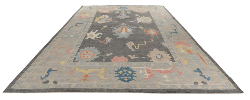 10x14 Gray and Beige Turkish Oushak Rug