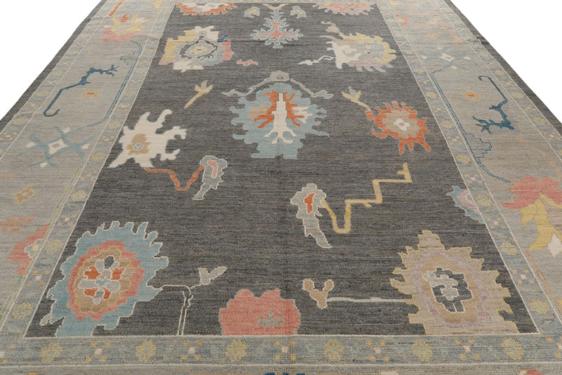 10x14 Gray and Beige Turkish Oushak Rug