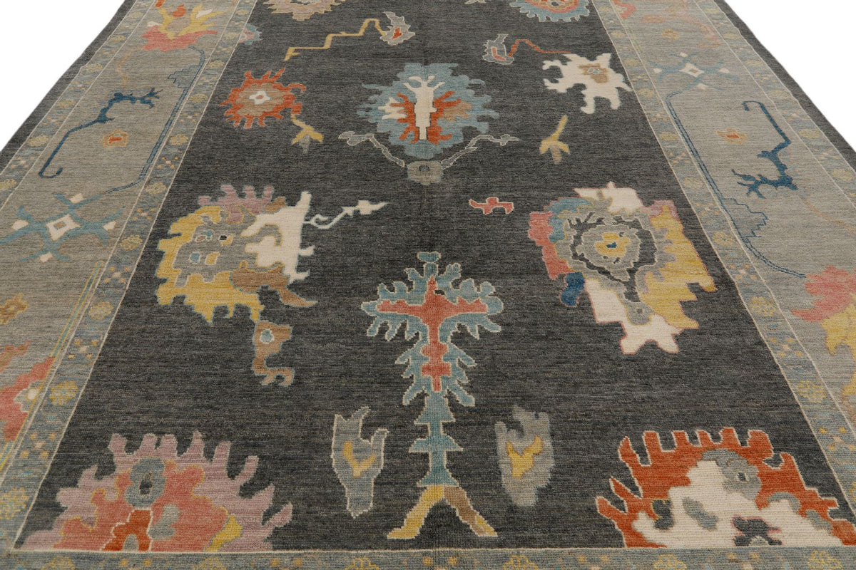 10x14 Gray and Beige Turkish Oushak Rug