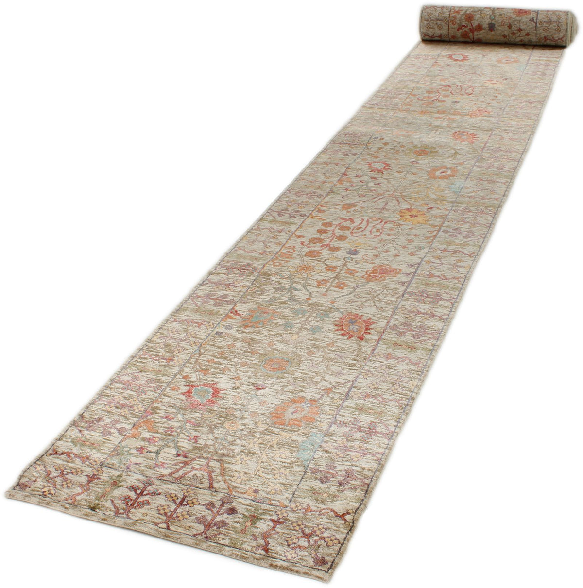 3x26 Ivory and Multicolor Modern Contemporary Runner