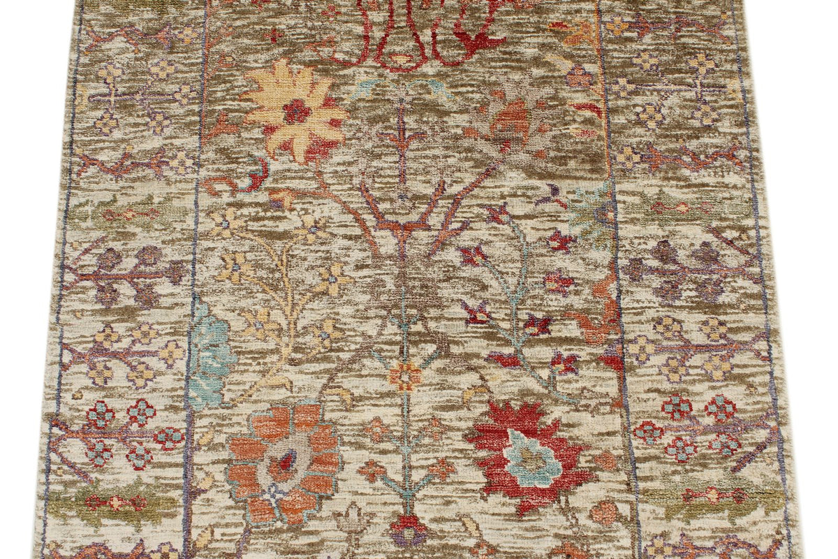 3x26 Ivory and Multicolor Modern Contemporary Runner