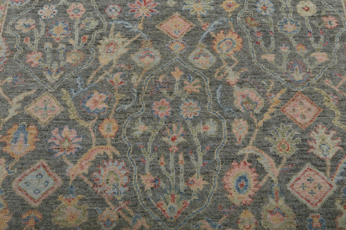 8x10 Gray and Red Turkish Oushak Rug
