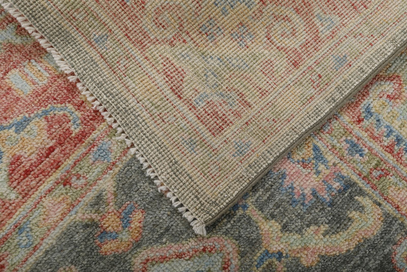 8x10 Gray and Red Turkish Oushak Rug