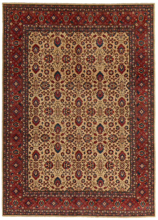 9x12 Beige and Red Turkish Oushak Rug