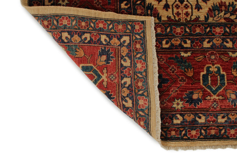 9x12 Beige and Red Turkish Oushak Rug