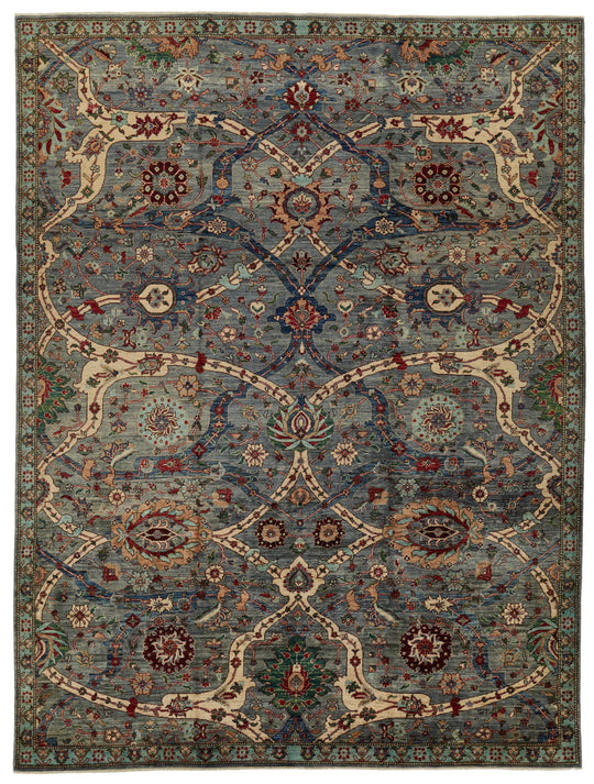 9x12 Gray and Multicolor Anatolian Traditional Rug