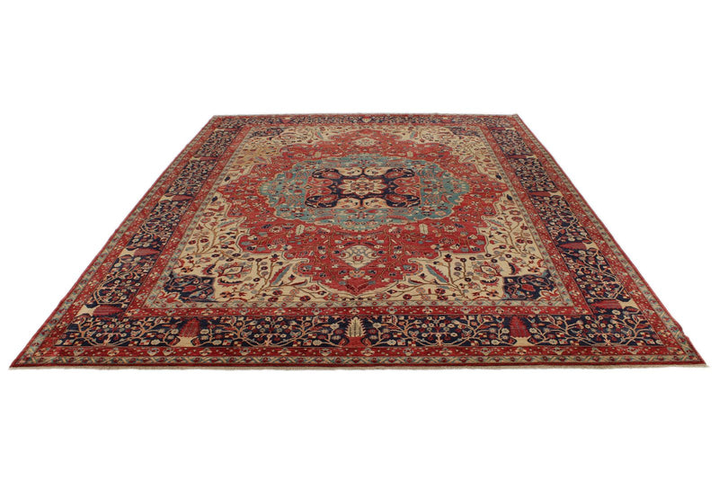 9x12 Red and Black Turkish Oushak Rug