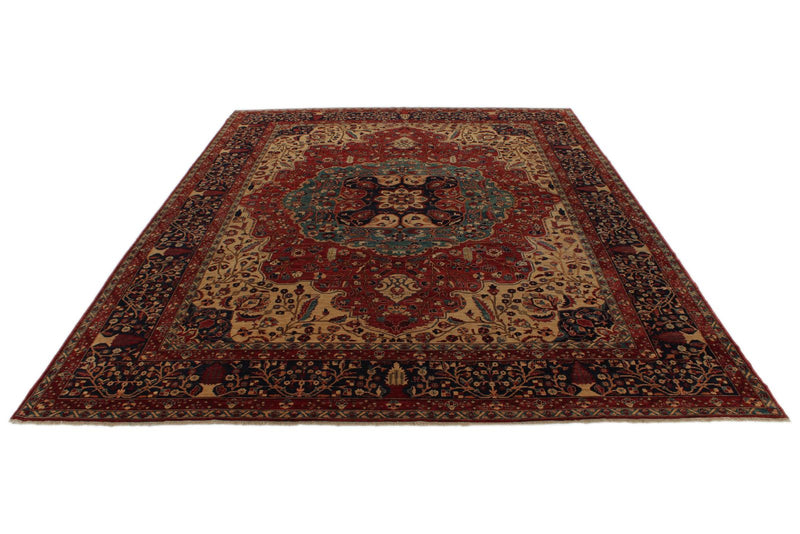 9x12 Red and Black Turkish Oushak Rug