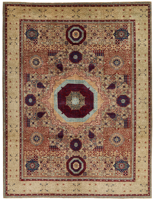 9x12 Ivory and Beige Turkish Oushak Rug