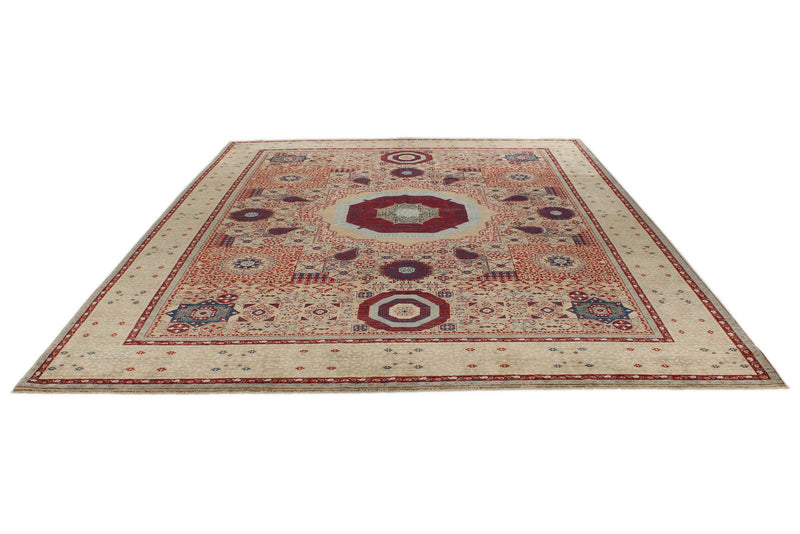 9x12 Ivory and Beige Turkish Oushak Rug