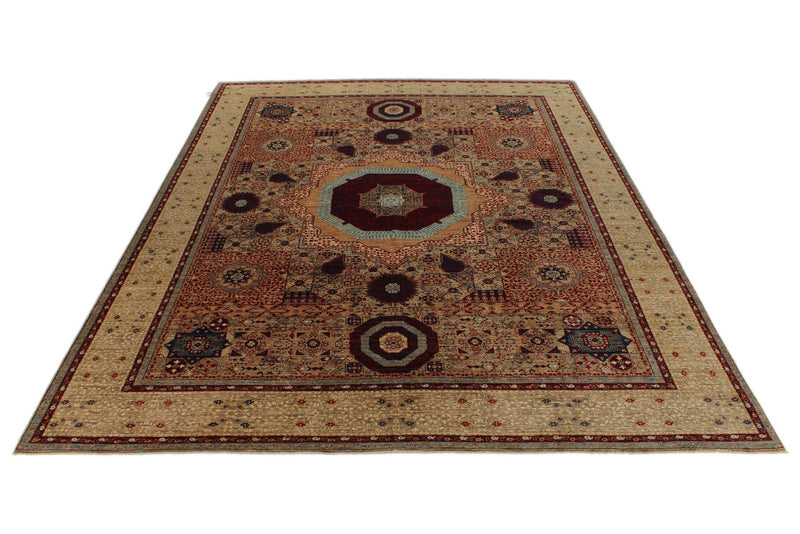 9x12 Ivory and Beige Turkish Oushak Rug