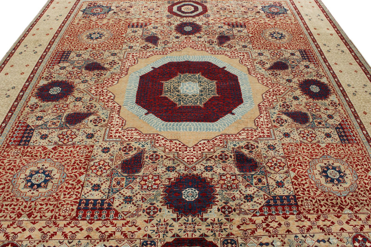 9x12 Ivory and Beige Turkish Oushak Rug