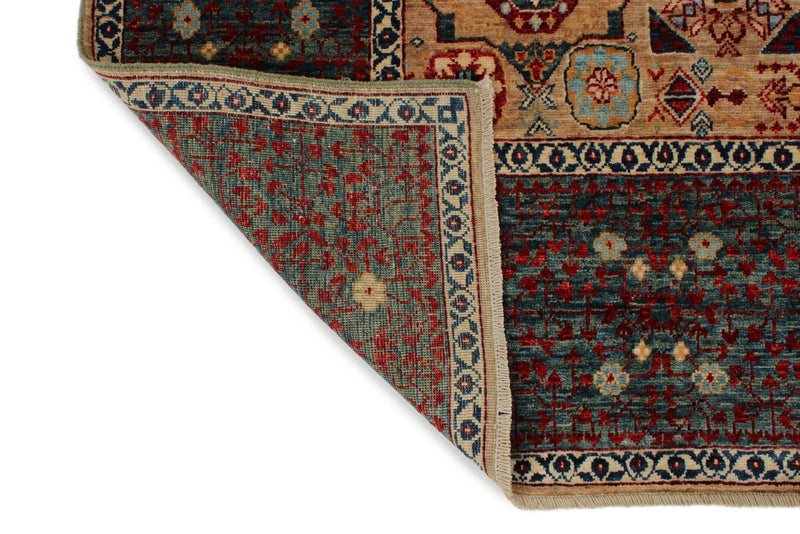 9x12 Ivory and Multicolor Turkish Tribal Rug