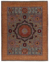 9x12 Blue and Ivory Turkish Tribal Rug