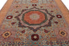 9x12 Blue and Ivory Turkish Tribal Rug