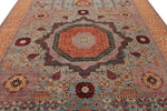9x12 Blue and Ivory Turkish Tribal Rug