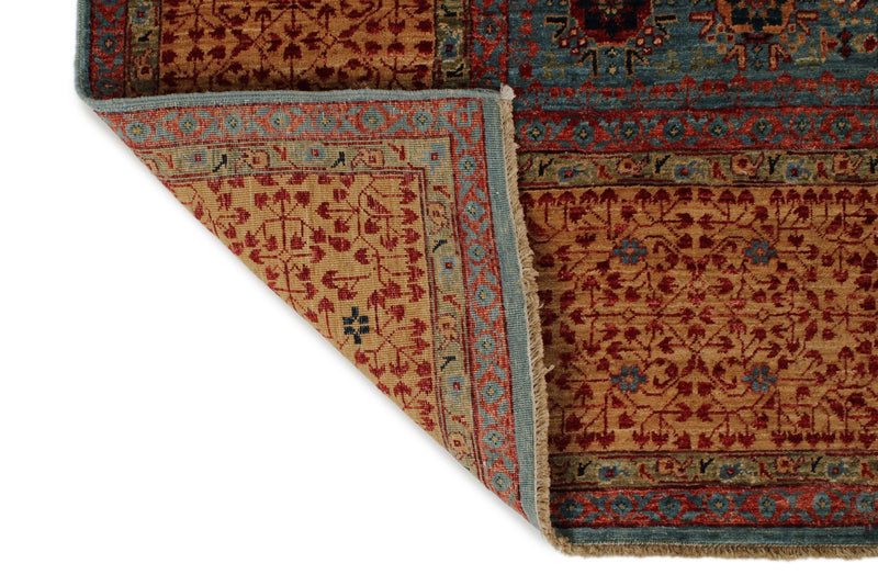 9x12 Blue and Ivory Turkish Tribal Rug