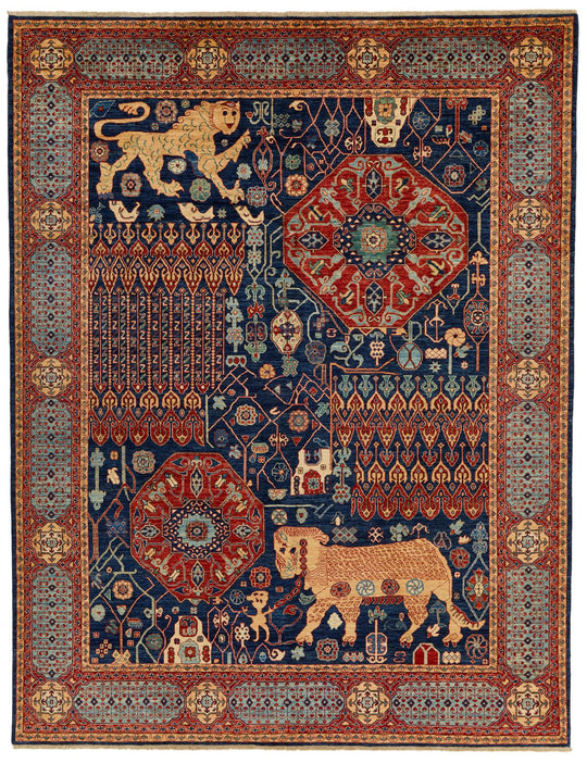 9x12 Navy and Multicolor Anatolian Tribal Rug
