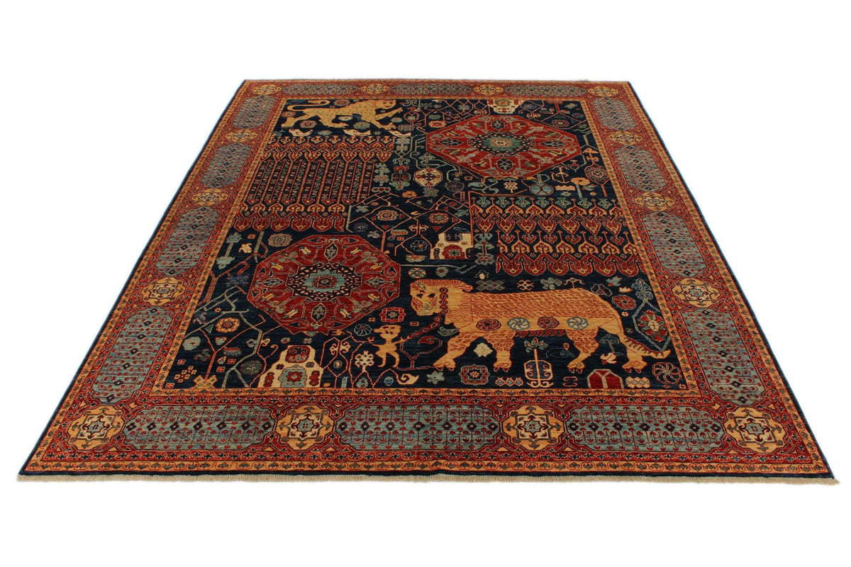 9x12 Navy and Multicolor Anatolian Tribal Rug