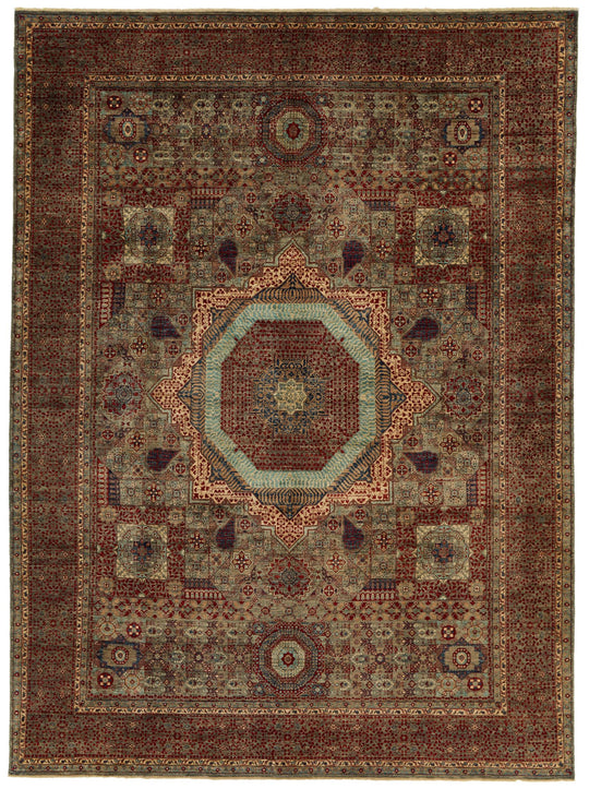 9x12 Brown and Brown Turkish Tribal Rug