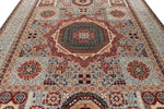 9x12 Light Blue and Multicolor Turkish Tribal Rug