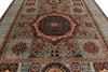 9x12 Light Blue and Multicolor Turkish Tribal Rug