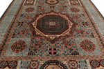 9x12 Light Blue and Multicolor Turkish Tribal Rug