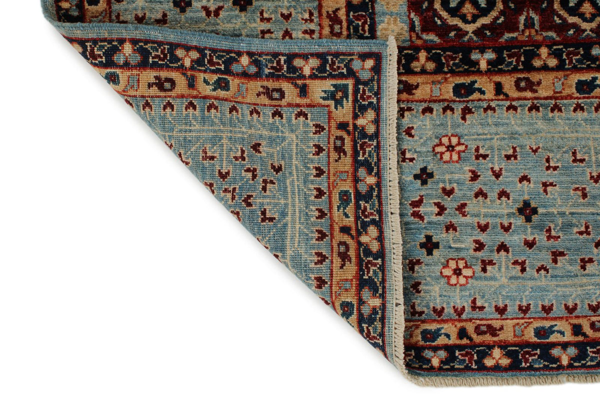 9x12 Light Blue and Multicolor Turkish Tribal Rug